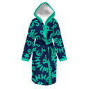 Badjas - 30ACF Blauw met mintgroen logo, vooraanzicht - BONESWIMMER