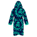 Badjas - 30ACF Blauw met mintgroen logo, achteraanzicht - BONESWIMMER