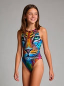 Costume intero bambina da allenamento Pinup 549P - Macchia