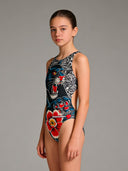 Costume intero bambina da allenamento Pinup 533P - Tattoo