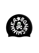 Siliconen badmuts - Zwart Groot Wit Logo