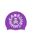 Siliconen badmuts - Wit met groot zwart logo