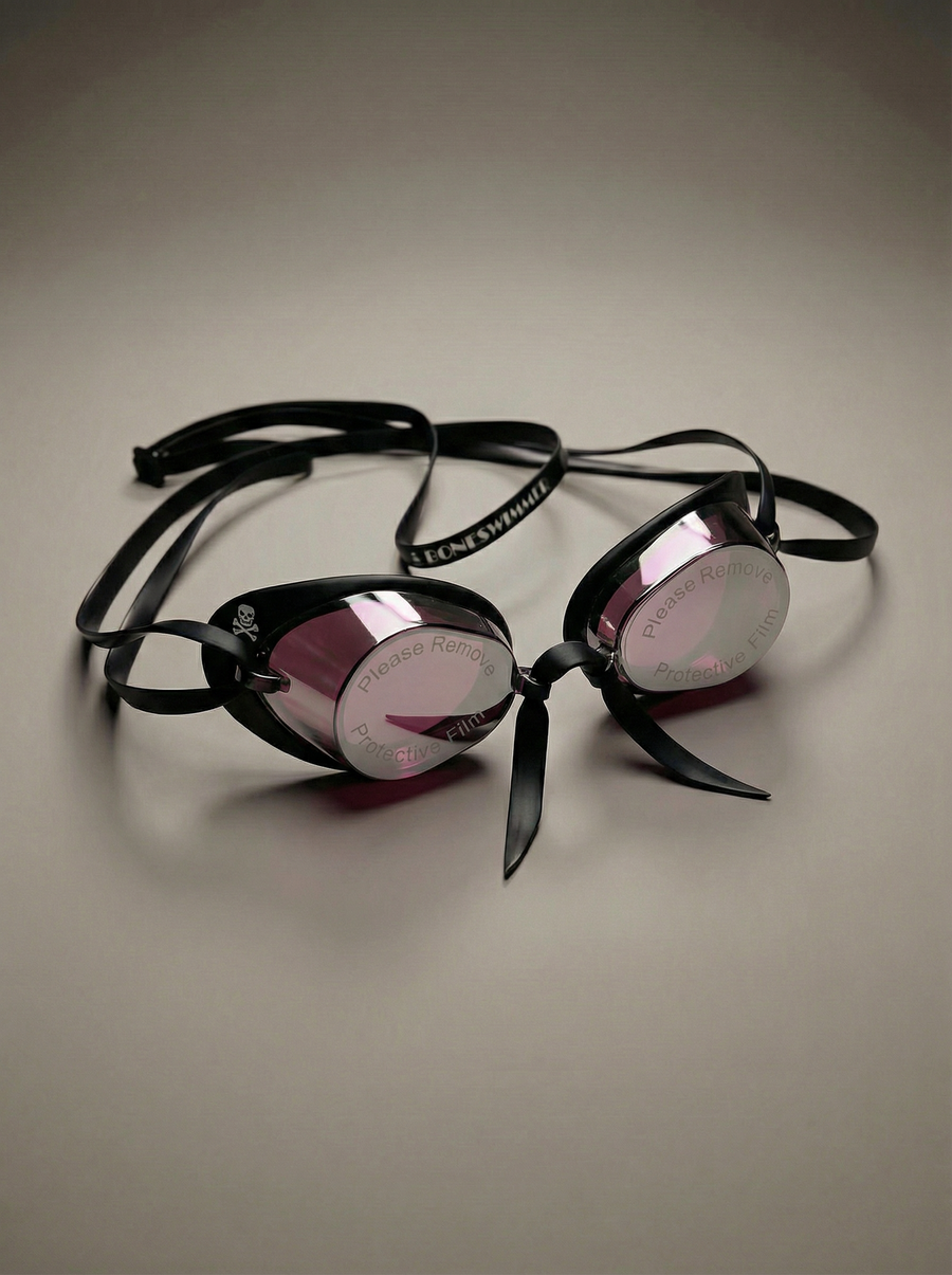 Zweedse zwembril Mirror met Soft Frame-siliconen — Roze spiegel zilver