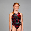 Costume intero bambina da allenamento Pinup 520P - Teschio Cremisi