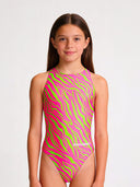 Meisjes trainingsbadpak PINUP 564PF - Acid strepen