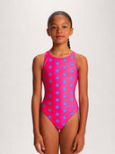 Meisjes trainingsbadpak PINUP 556PF - Fuchsia blauwe ster