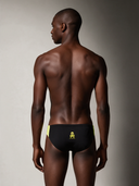 Slip da nuoto uomo da allenamento H2OTTO 233HF - Outline Giallo Fluo: vista posteriore indossato