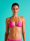Top bikini donna da mare Santorini L02SA - Fucsia fluo, vista frontale