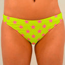 Slip bikini donna da mare Papeete L024PAF - Giallo Stelle Fucsia Fluo
