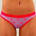 Slip bikini donna da mare Big Sur L020BIF - Big Sur Lilla Stelle Rosso Fluo